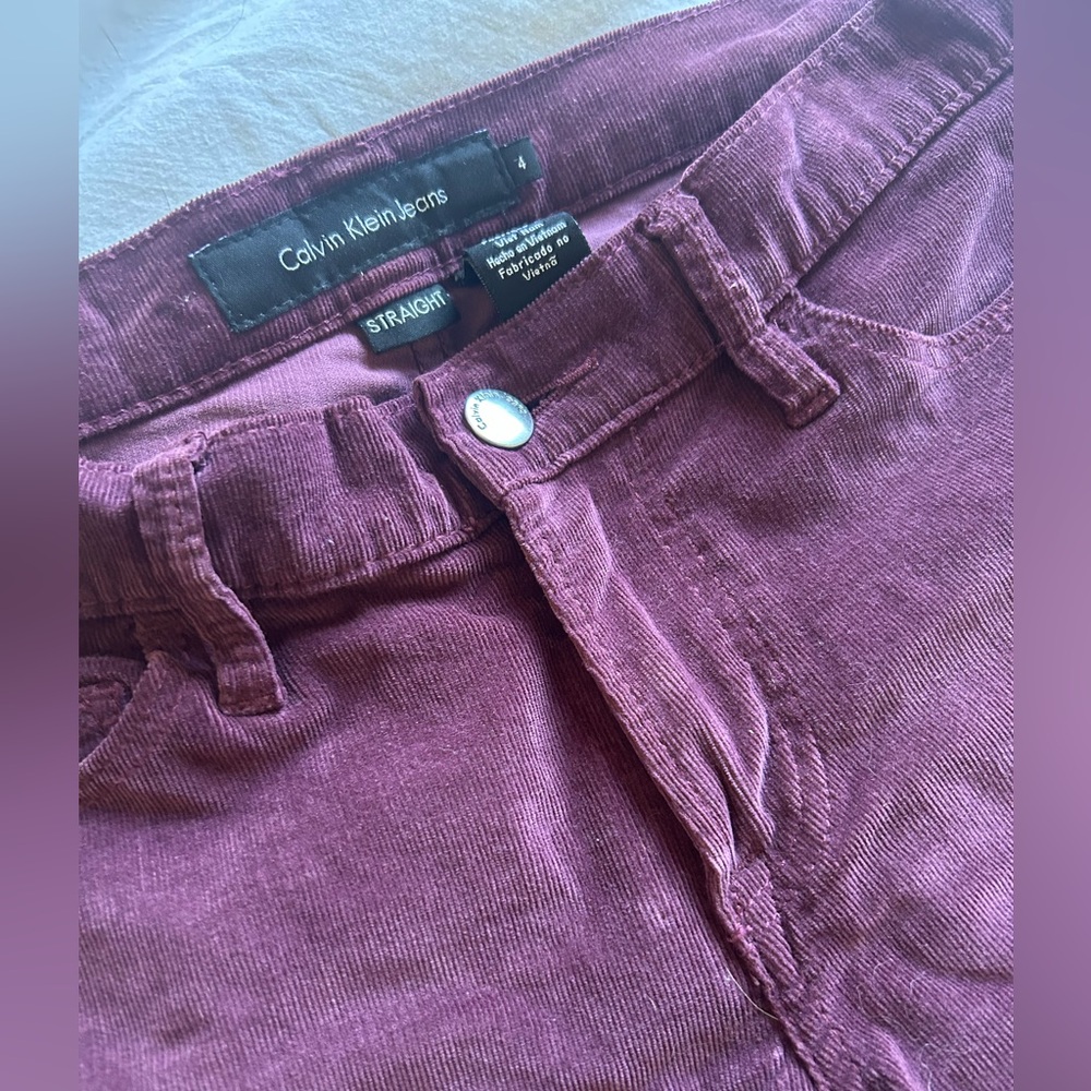 Calvin Klein Straight Leg Jeans - Burnt Burgundy - Picture 2 of 4